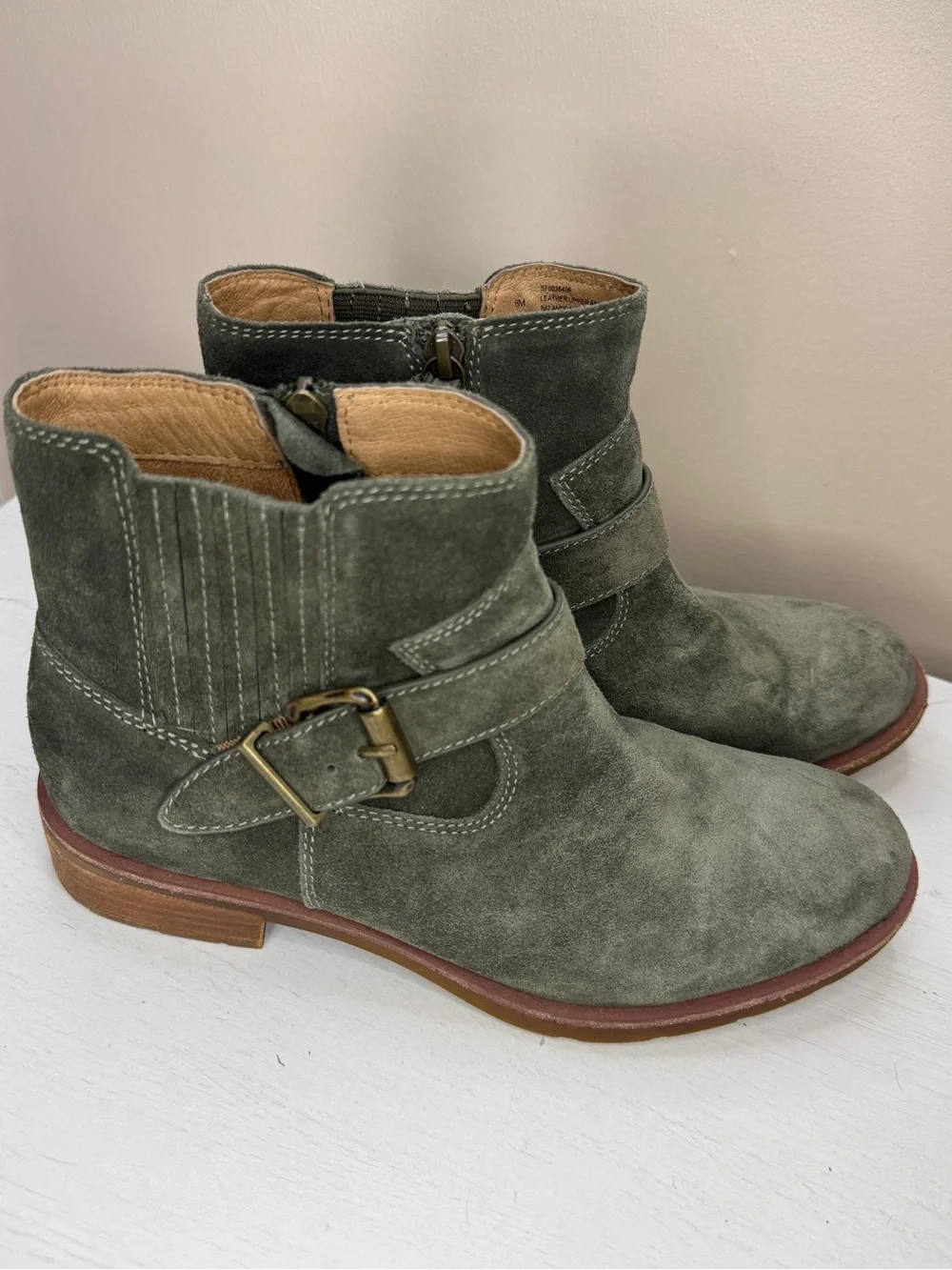 Sofft Women's Brocke Boot Size 8 Short Olive Green Suede Boho Waterproof Shoe